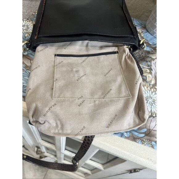 Brahmin Cleo Melbourne Croc Pecan Brown Crossbody Bag Purse - Picture 13 of 16